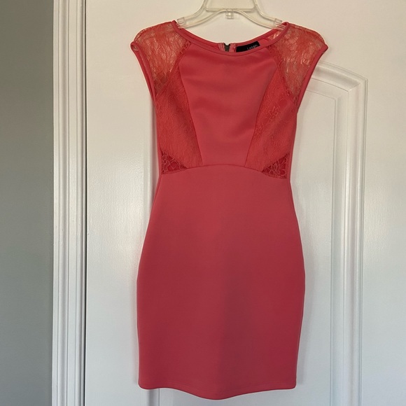 Revolve Ladakh Laced Neoprene Dress, Peach - Picture 4 of 6